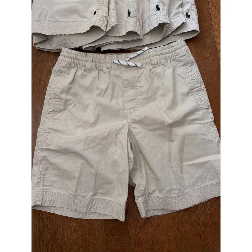 Lot of 5 Polo Ralph Lauren Boys Beige Chino Shorts L 14-16 Cotton Drawstring